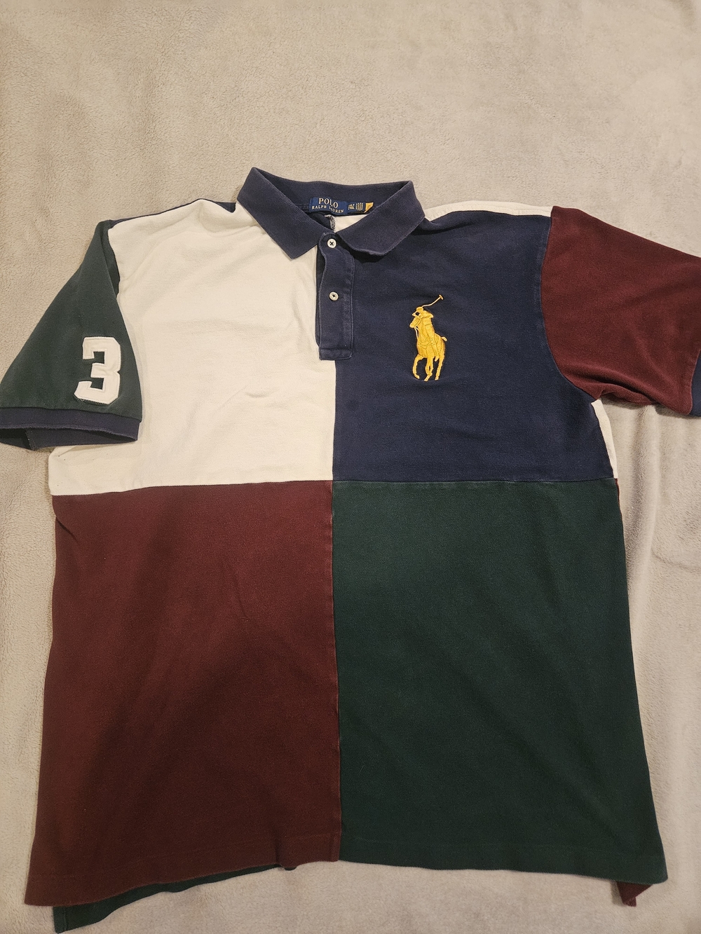 Polo by Ralph Lauren Men’s Colorblock Polo Shirt - Navy/Green/Burgundy/Cream